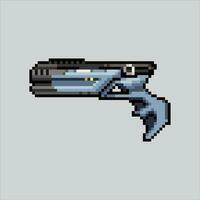 píxel Arte pistola haz. pixelado futurista pistola. futurista extraterrestre haz arma íconos antecedentes pixelado para el píxel Arte juego y icono para sitio web y vídeo juego. antiguo colegio retro vector