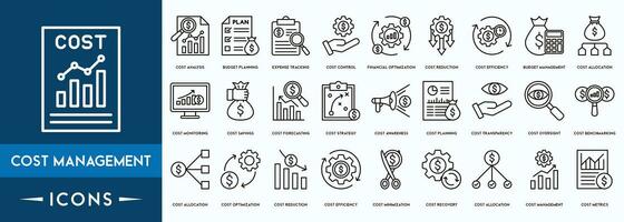 Cost Management icon, Concept of Efficiency, asset, life cycle, system, responsible Vector illustration.