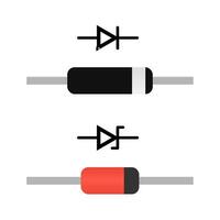 Diode and Zener Diode Icon on White Background - Flat Vector Illustration