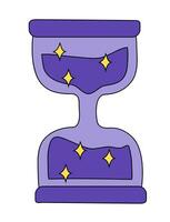 Hourglass with stars. Halloween, Magic, Witch, Esoteric, Fortune Teller element. Cartoon design style. Vector flat illustration.