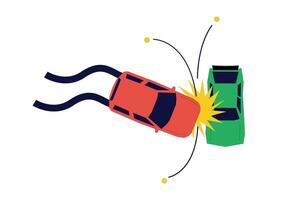 A car is being hit by another car. Vector illustration in flat style.