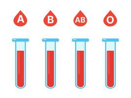 sangre prueba tubo íconos conjunto con rojo líquido. vector ilustración plano diseño estilo.