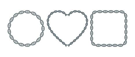 Set of hand drawn frames with ropes and hearts. DNA frame set. Vector illustration.