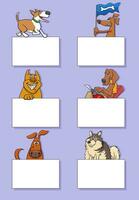 cartoon dogs and puppies with cards design set vector