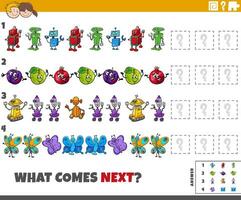 educational pattern activity with cartoon characters vector