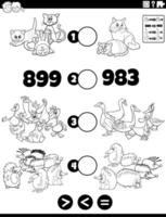 greater less or equal math activity coloring page vector