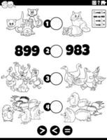 greater less or equal math activity coloring page vector