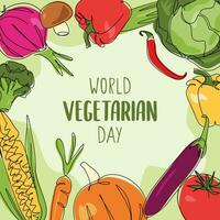 vector graphic design of world vegetarian day on october 1st. continuous one line drawing style. vector illustration.