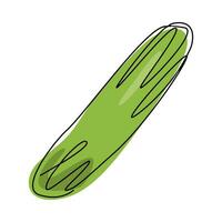 cucumber with continuous single line drawing style. colorful vector design.