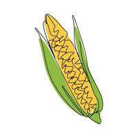 corn in one continuous single line drawing style. graphic vector. vector