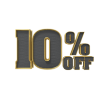 Number 10 percent 3D render collection color and black png