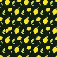 Lemon with leaf Seamless Pattern Design vector