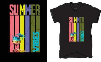 T-Shirt Multi color Summer vibes design vector