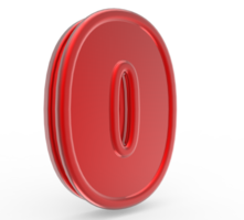 Number 0 3d render collection red file PNG