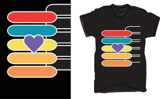 T-Shirt design multi color steps with heart shape design in vector. vector