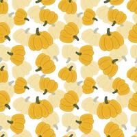 Yellow pumpkins. Vector illustration in flat cartoon style. Seamless pattern