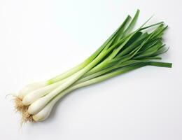 Green onion isolated on the white background. Created with Generative AI technology. photo