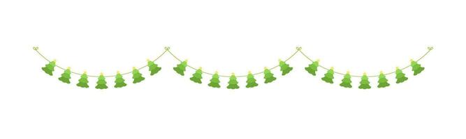 Christmas Tree Garland Vector Illustration, Christmas Graphics Festive Winter Holiday Season Bunting