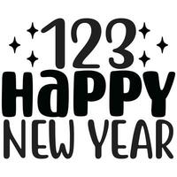 123 contento nuevo año vector