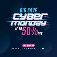 Cyber Monday Sale Typography Banner, Cyber Monday Promotional Post Design vector