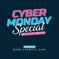 Cyber Monday Sale Typography Banner, Cyber Monday Promotional Post Design vector