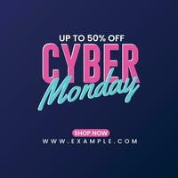 Cyber Monday Sale Typography Banner, Cyber Monday Promotional Post Design vector