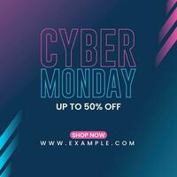 Cyber Monday Sale Typography Banner, Cyber Monday Promotional Post Design vector