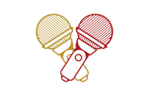 Microphone Logo for broadcast and show. Technology object icon concept. Musical element for singing logo. png
