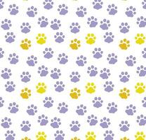 Yellow And Purple Dog And Cat Paw Print Pattern vector