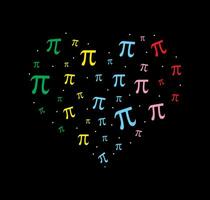 Colorful Pi Symbol Heart Isolated On Black Background vector