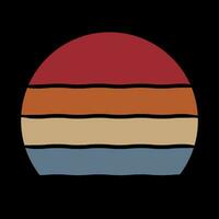 Retro Style Sunset Striped Circle Summer Design vector