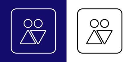 Men and women restroom icon. Available in two colors blue, white and white, black. vector