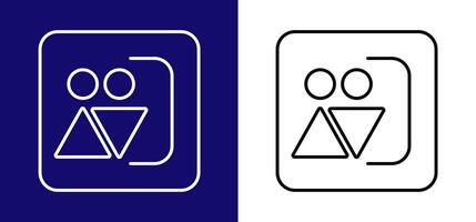 mujer y hombres Area de aseo icono. disponible en dos colores azul, blanco y blanco, negro. vector