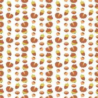 Seamless pattern with nuts and chestnut fruit. Color flat vector illustration.