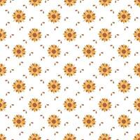 Seamless pattern with sunflower and seeds. Color flat vector illustration.