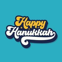 Happy Hanukkah retro style groovy typography vector illustration. happy Hanukkah in Hebrew and Yiddish. Hanukkah 2023 banner, template, greeting card