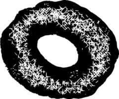 a black and white drawing of a donut vector