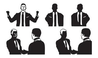 Silhouette of businessman posing and shaking hands vector