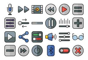 a set of icons for a music player vector