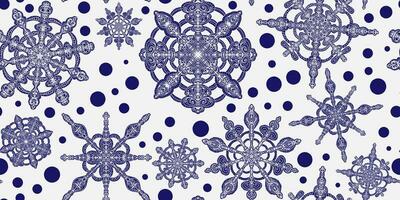 a blue and white snowflake pattern vector