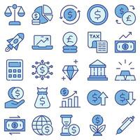 economy blue colored outline icons set. The collection includes for mobile app,web design, UI or site design vector