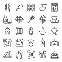 barbeque icons set vector