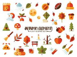 flat icons autumn season .The element collection includes be used in social media posts,banner, web design, app design, and more. vector