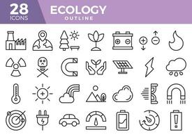 Ecology outline icons set. The collections include for web design ,app design, UI design,business and finance ,network and communications and other vector