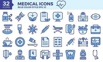 medicoazul color íconos colocar. el colección incluye de negocio desarrollos,programación , web diseño, aplicación diseño y más. vector