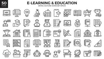 Icon packs of Learning detailed outline. The collection includes of business developments, programing, web design, App design and more vector