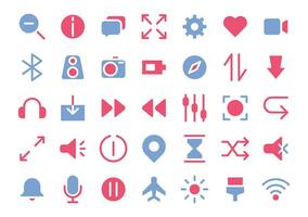 User interface flat two color icons set. The collection includes in business development, programming, web design, app design, and more vector