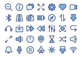 User interface blue colored outline icons set. The collection includes in business development, programming, web design, app design, and more vector