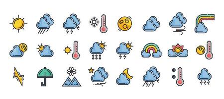 weather of filled outline icon style vector