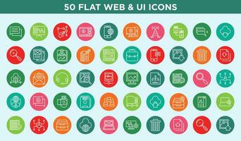 Ui and web design icons set in flat style. vector collections.